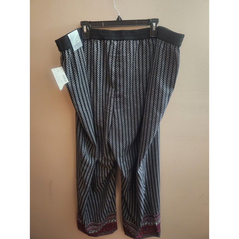Catherines Flowy Pull On Pants Floral Leg Hems Wide Leg Size 3X NWT - Picture 5 of 6